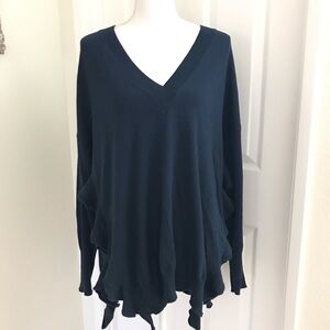 Moth V Neck Oversized Ruffle Hi Lo Hem Sweater Med